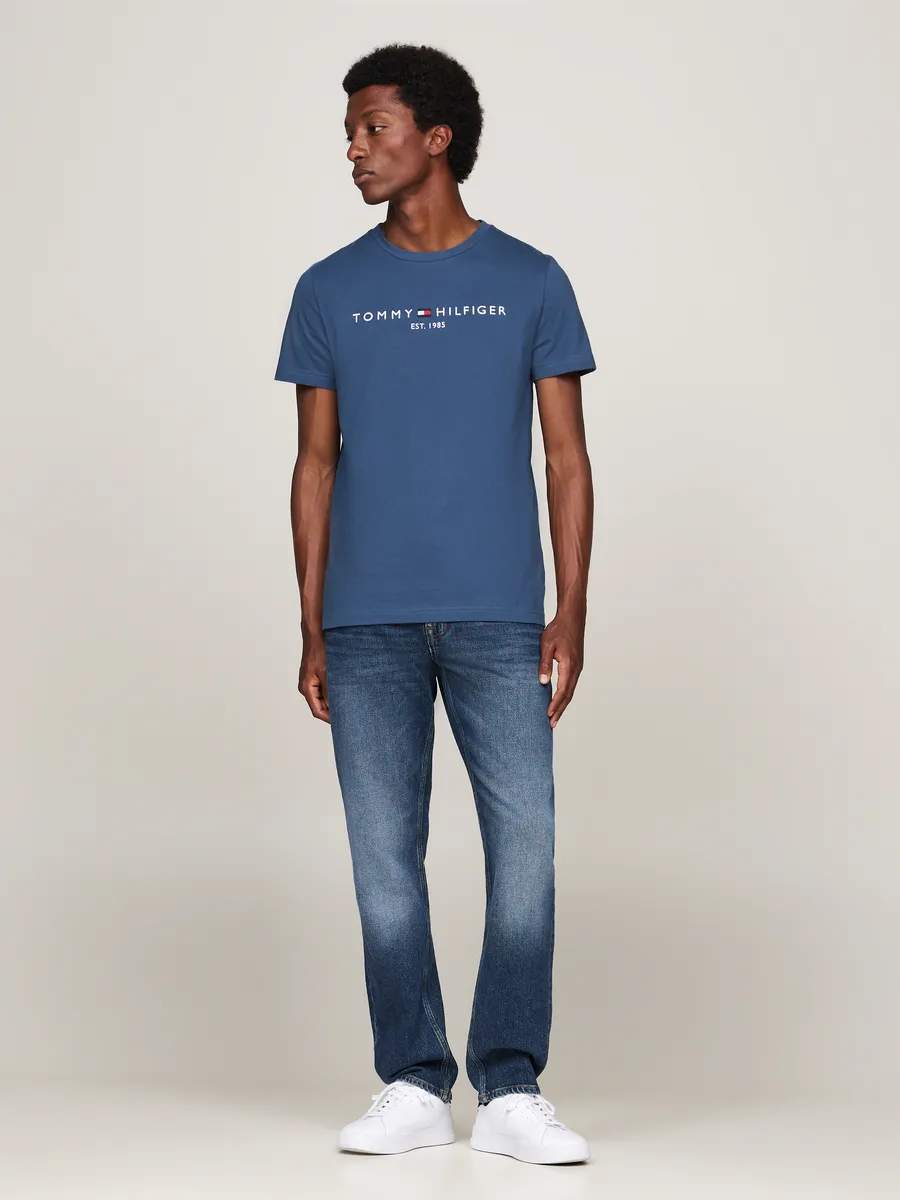 Футболка Tommy Hilfiger "TOMMY LOGO TEE" из чистого экологически чистого хлопка, цвет Aegean Sea — фото 4