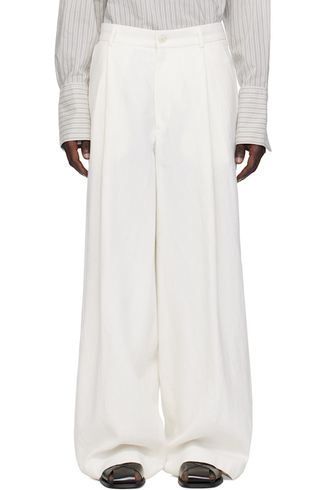 

Брюки плиссе Dries Van Noten, экрю
