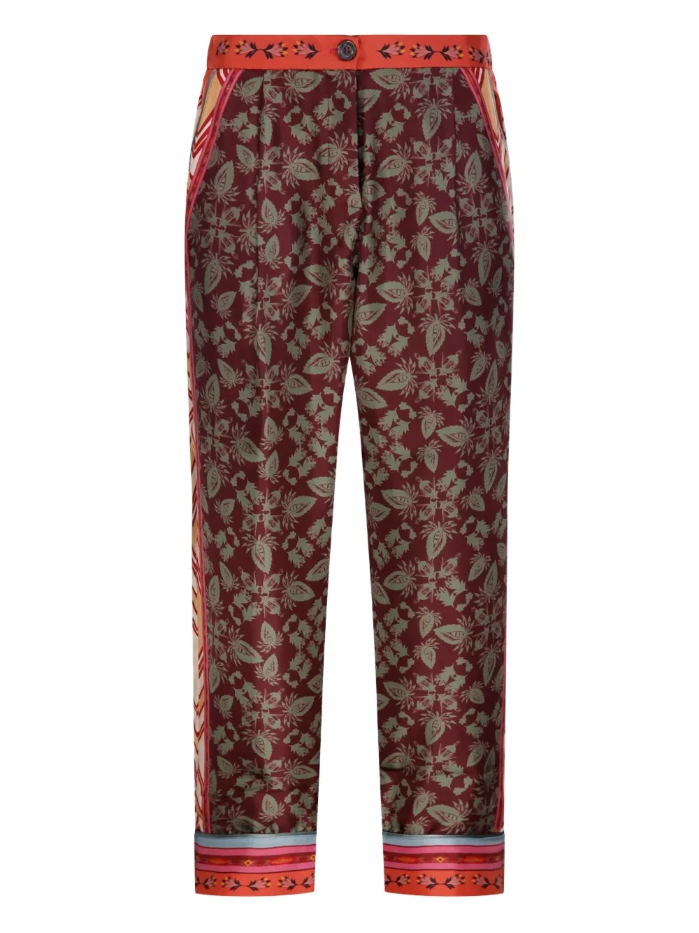 

Брюки с цветочным принтом и боковыми лампасами Franco Ferrari, красный