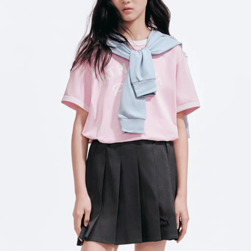 Детская футболка V-Neck PUMA, Pink 60001 — фото 4