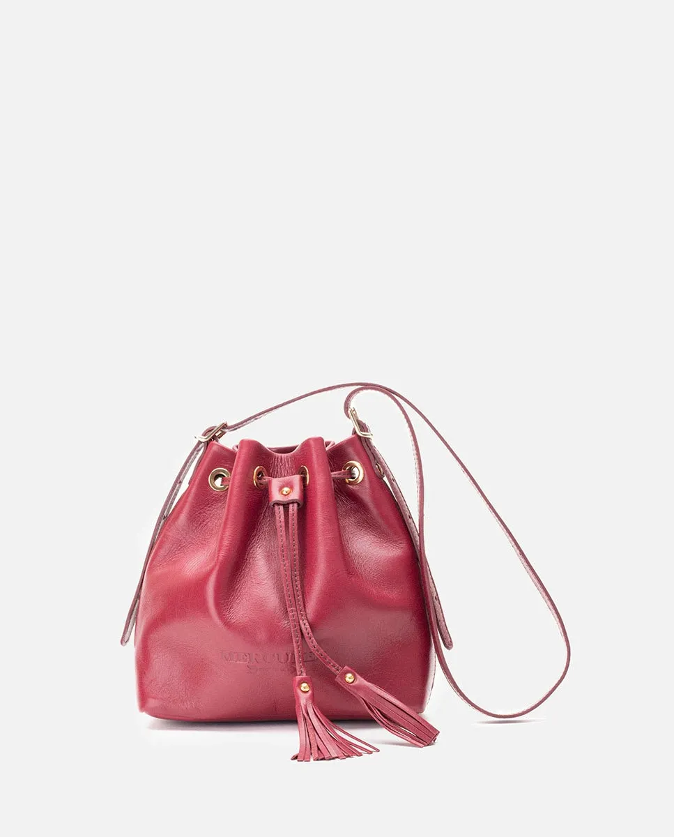 

Pampa Средняя женская кожаная сумка через плечо с застежкой на веревке Mercules, бордовый