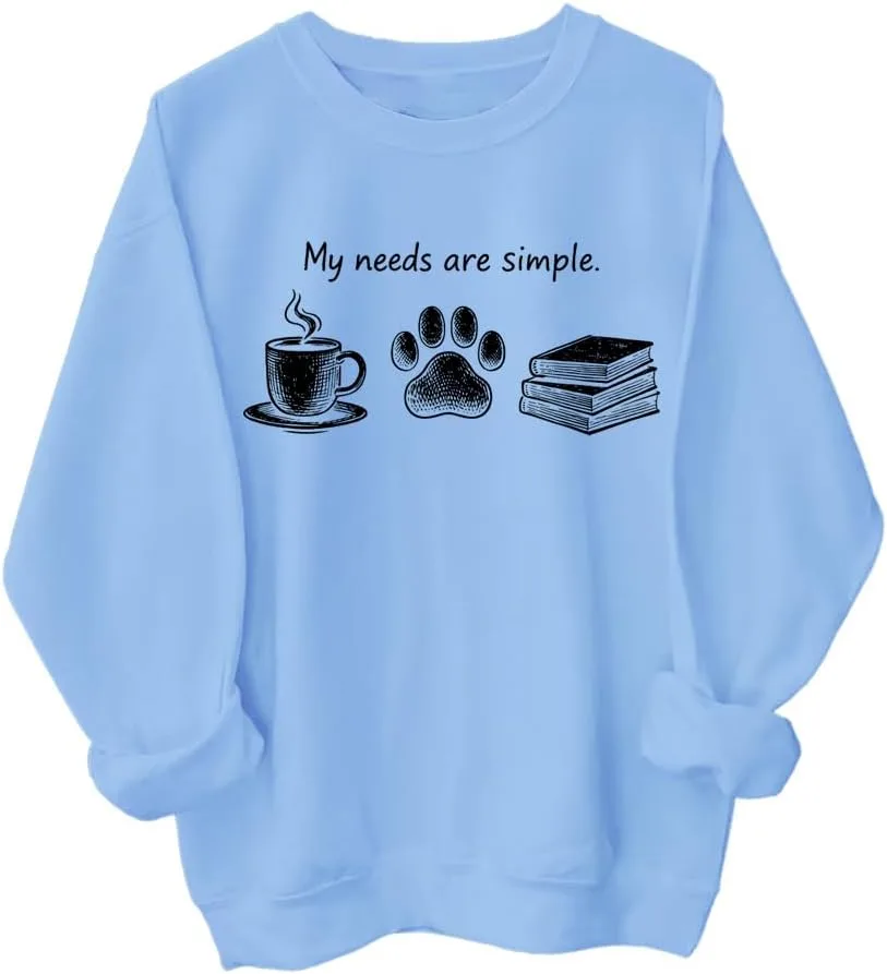 

Толстовка My Needs Are Simple с принтом Coffee Dogs Books Lover SIMJEW