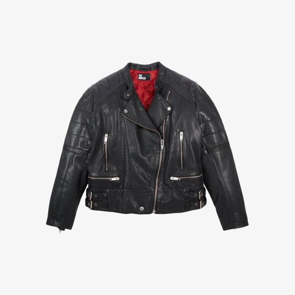 

Стеганая байкерская куртка из коровьей кожи с пряжками The Kooples, черный