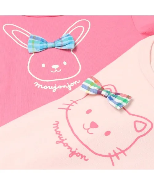 Детская футболка с принтом и лентой moujonjon Ribbon T-shirt светло-розовая — фото 4