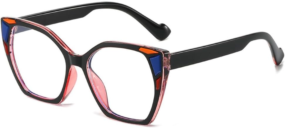 

Модные солнцезащитные очки «кошачий глаз» для мужчин и женщин, роскошные ретро-очки с многоугольными линзами для путешествий, защита от УФ-излучения UV400 TKKTLLT, Black Pink Clear