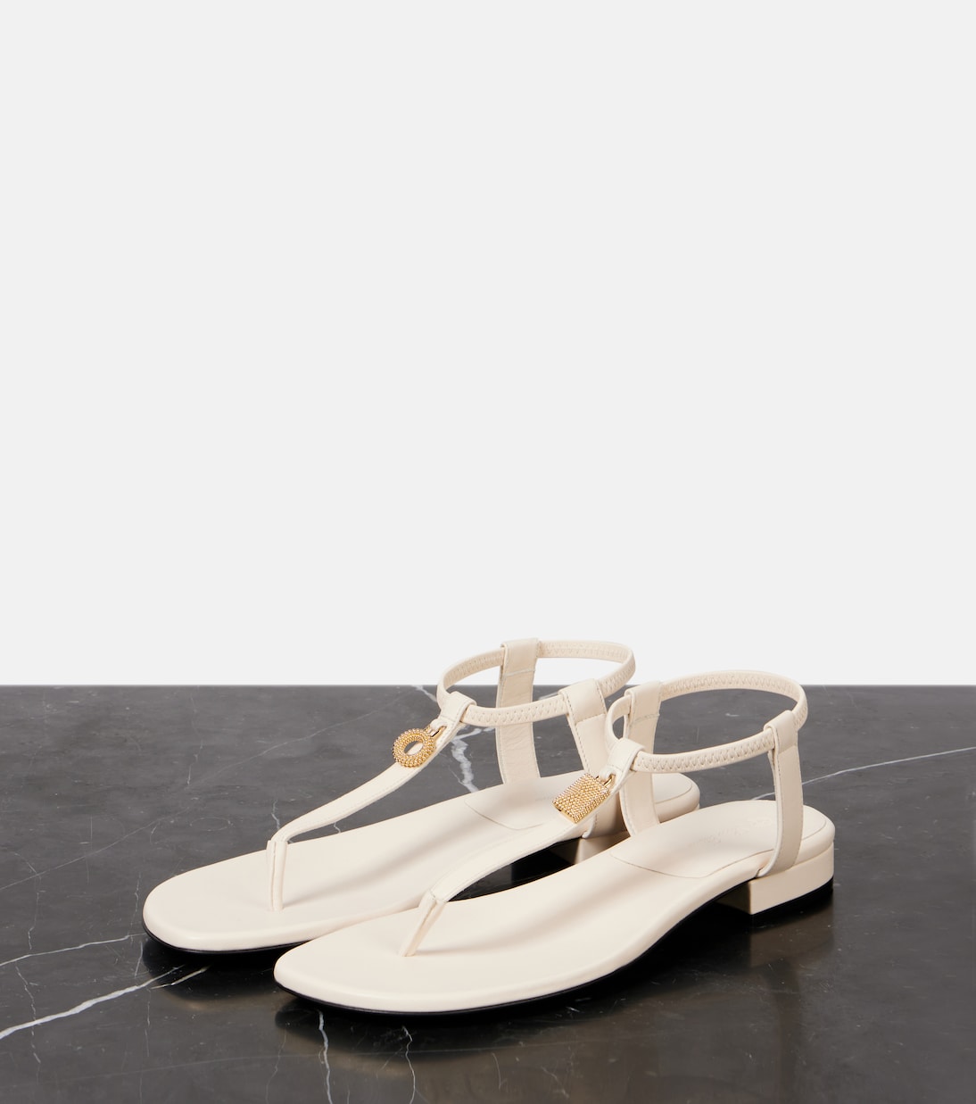 Миндил декорированные кожаные сандалии-танкетки Loro Piana, Whisper White — фото 4