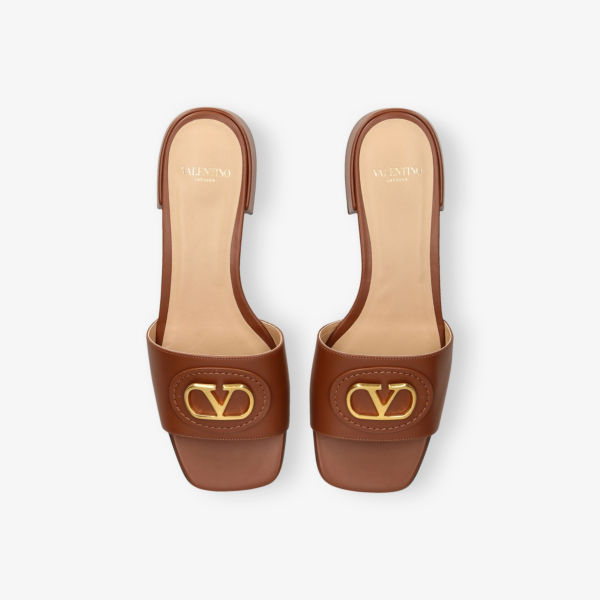 Сандалии Valentino Garavani Vlogo signature кожаные, коричневый — фото 2