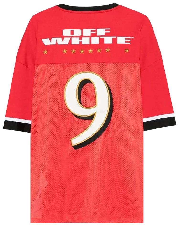 Футболка с коротким рукавом Off-White Type Logo Mesh Football, красно-белая — фото 2