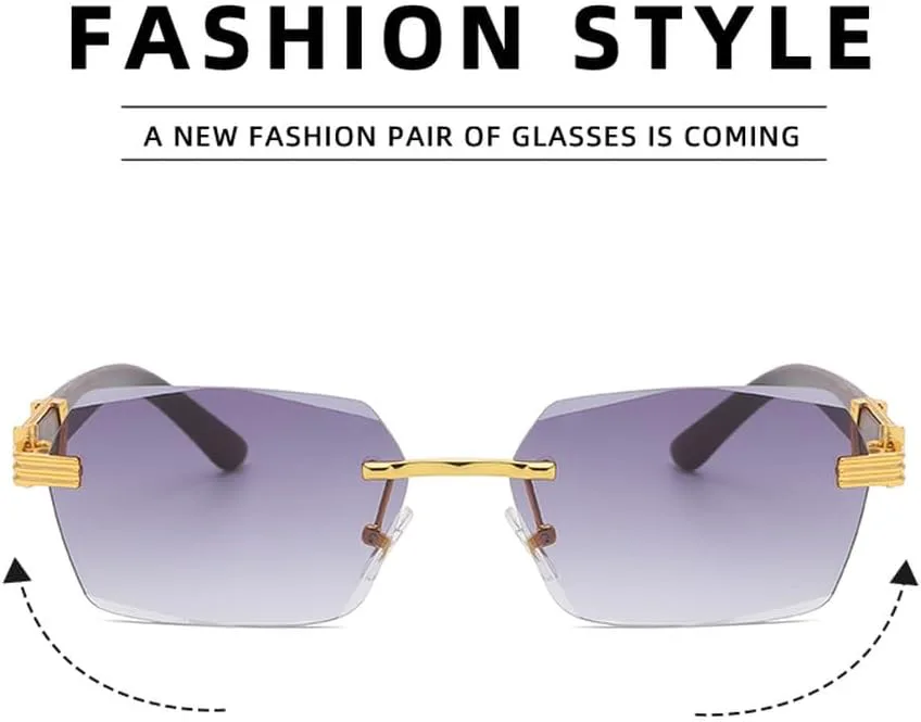 

Солнцезащитные очки без оправы с закругленными краями для мужчин и женщин, модные солнцезащитные очки с плавным затемнением, защита от УФ-излучения UV400 HHZZYVY, Tea