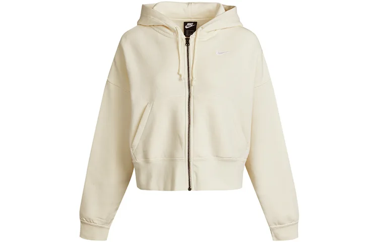 Nike Короткое пальто женское экрю с капюшоном