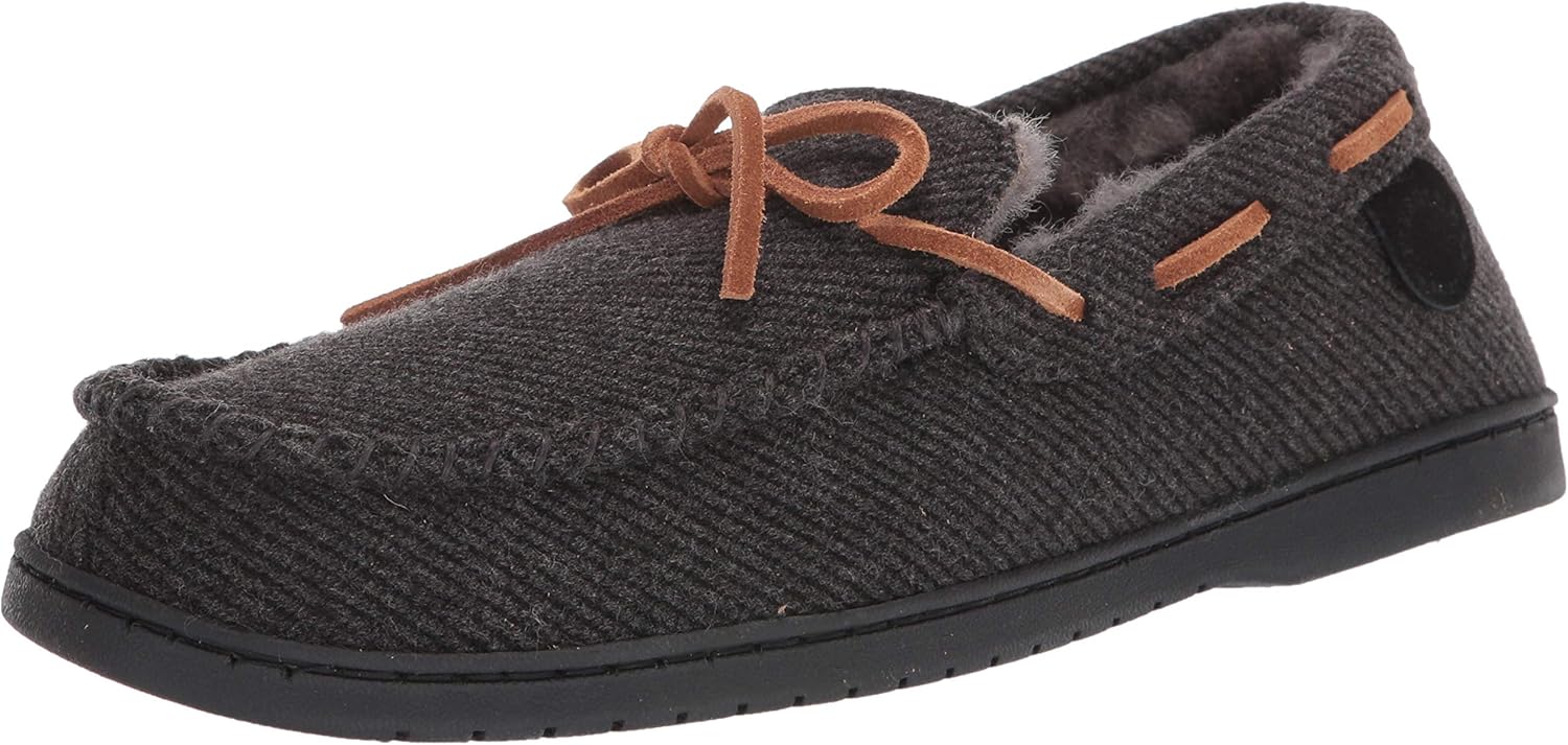 

Тапочки Fireside от Dearfoams для мужчин, модель Grafton Microwool с мехом овчины Fireside By Dearfoams, черный