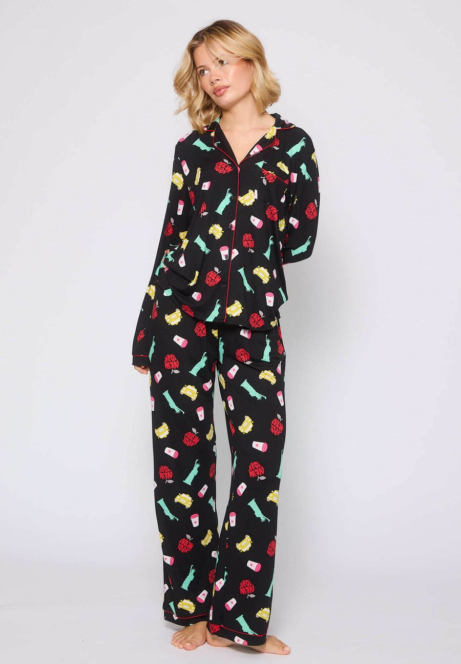 

Пижамный комплект Loungeable NEW YORK PRINT TRADITIONAL SET, Black