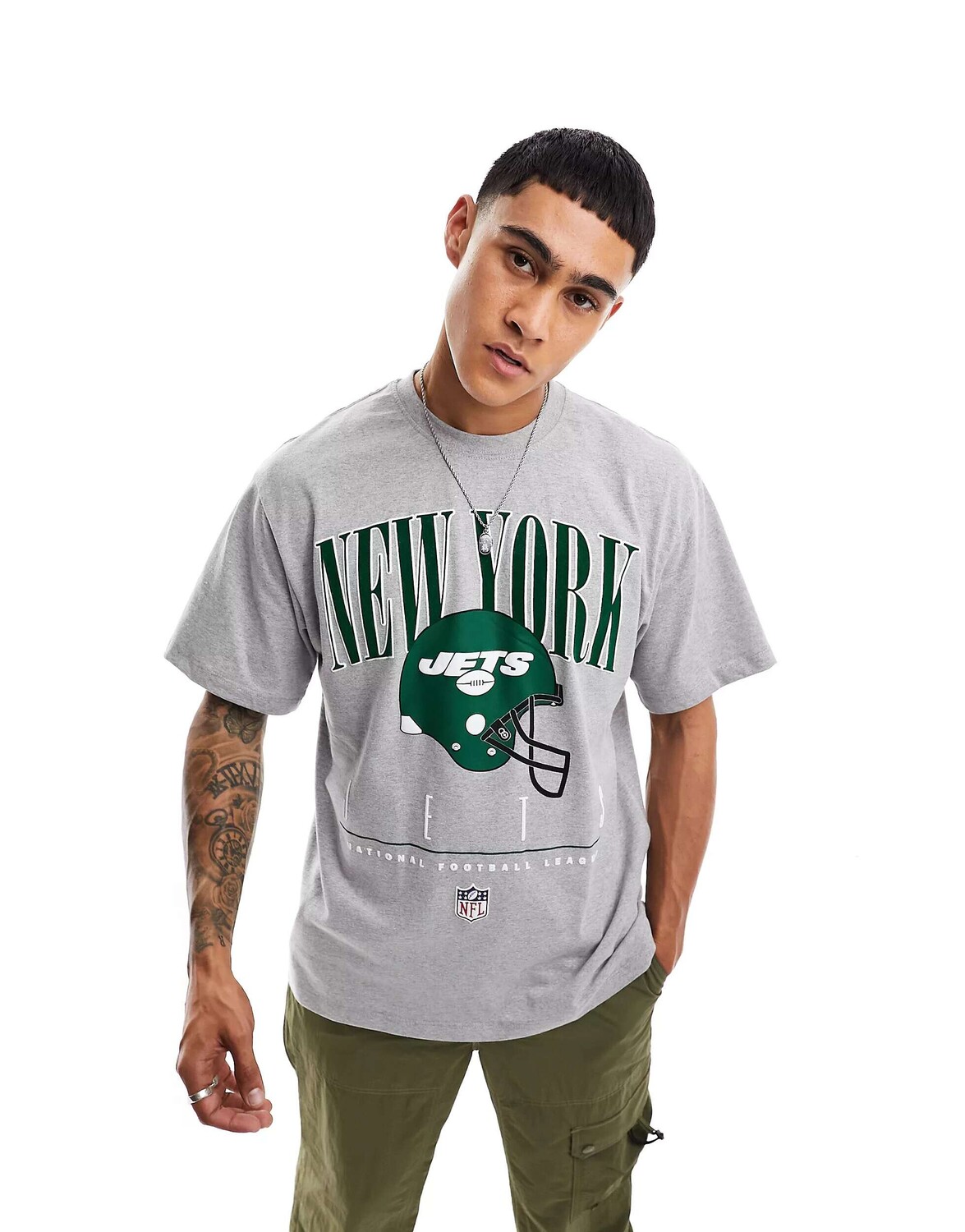 

Серая футболка Pull&Bear New York Jets, Серый, Серая футболка Pull&Bear New York Jets