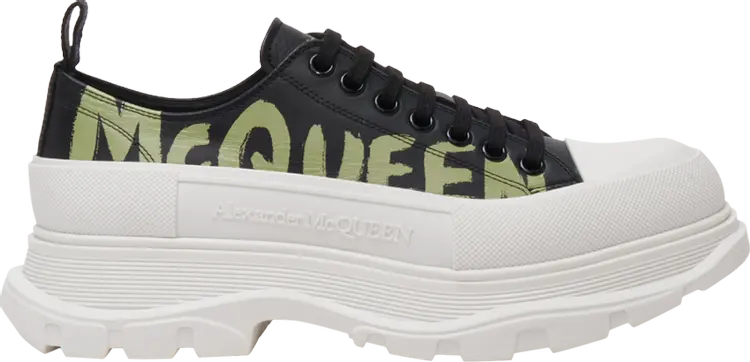 

Кроссовки Alexander McQueen Tread Slick Lace Up 'Graffiti Logo - Black Khaki', черный