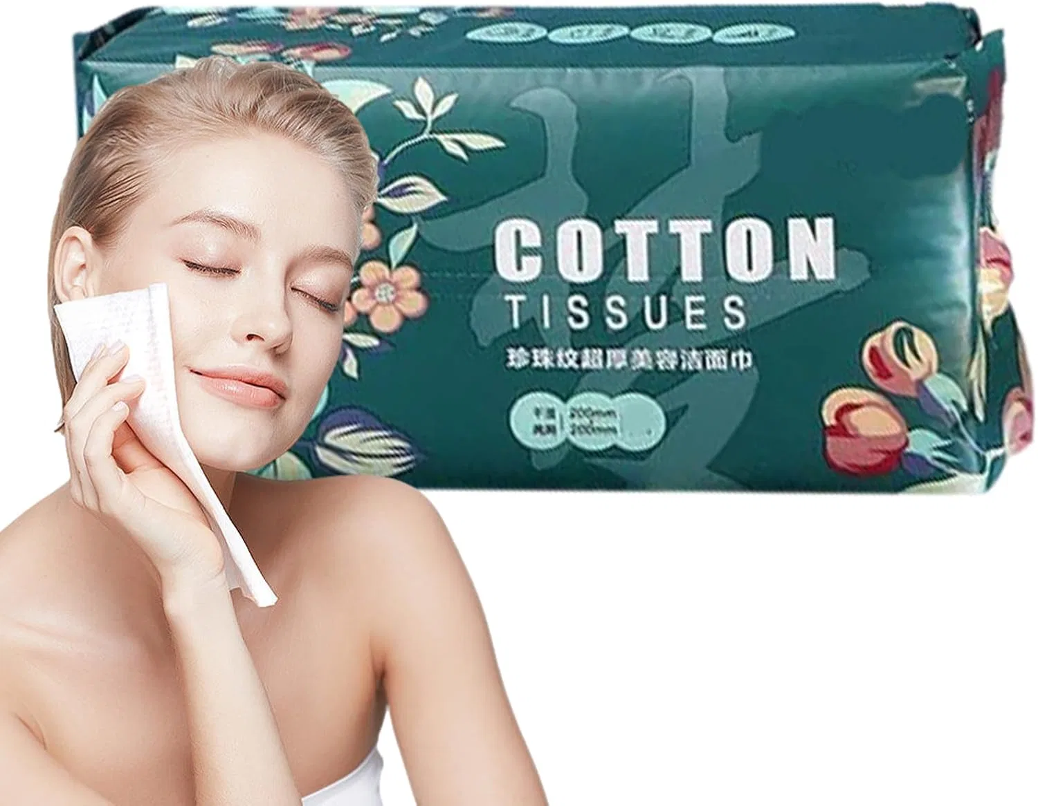 Салфетки для лица Cotton Face Wipes Bonsem, толстые, 20x20 см, темно-зеленый