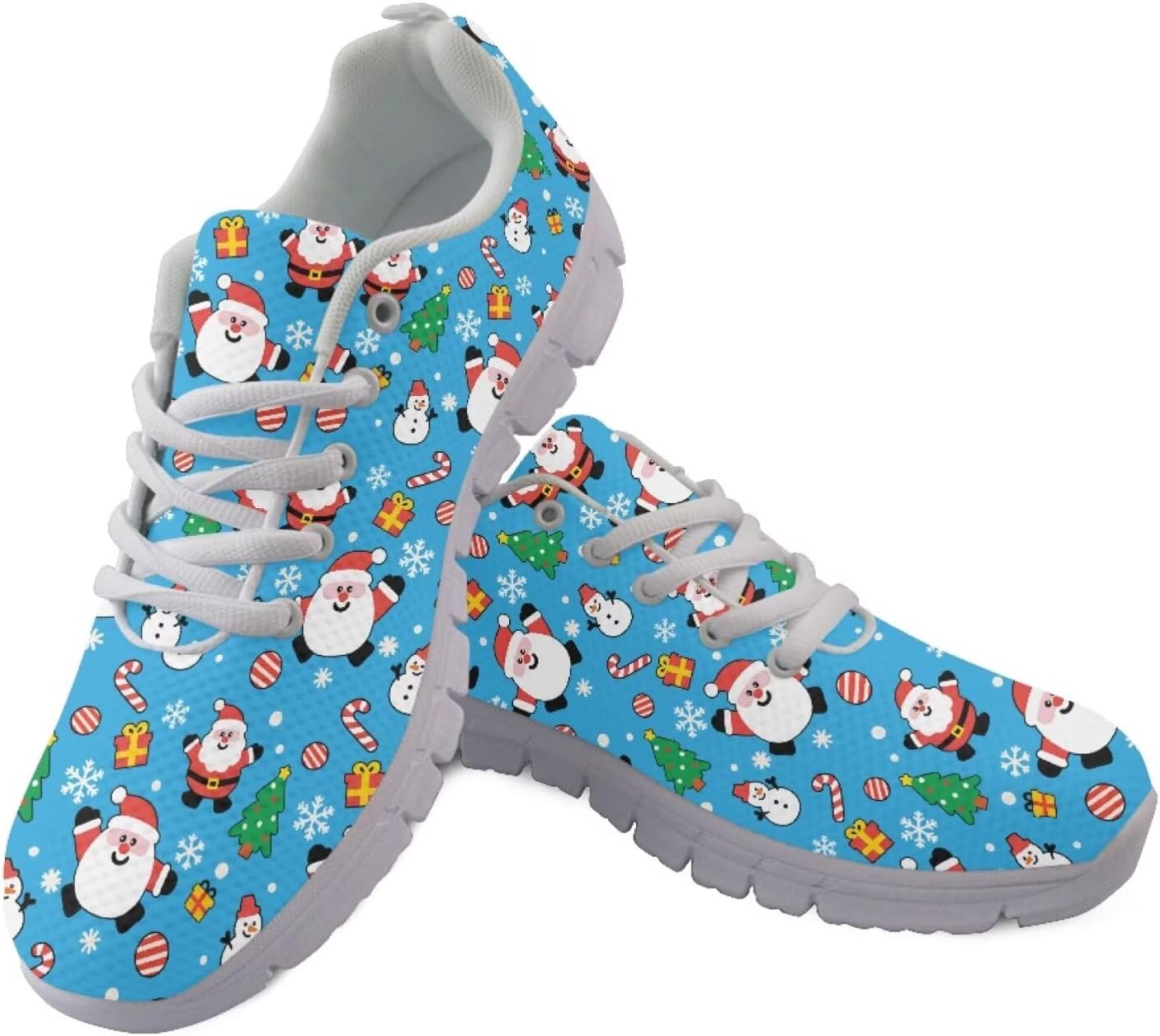 

Кроссовки Forchrinse для женщин и мужчин, шнуровка, прогулочные кроссовки, повседневные теннисные туфли, нескользящие сетчатые кроссовки, Santa Claus Print
