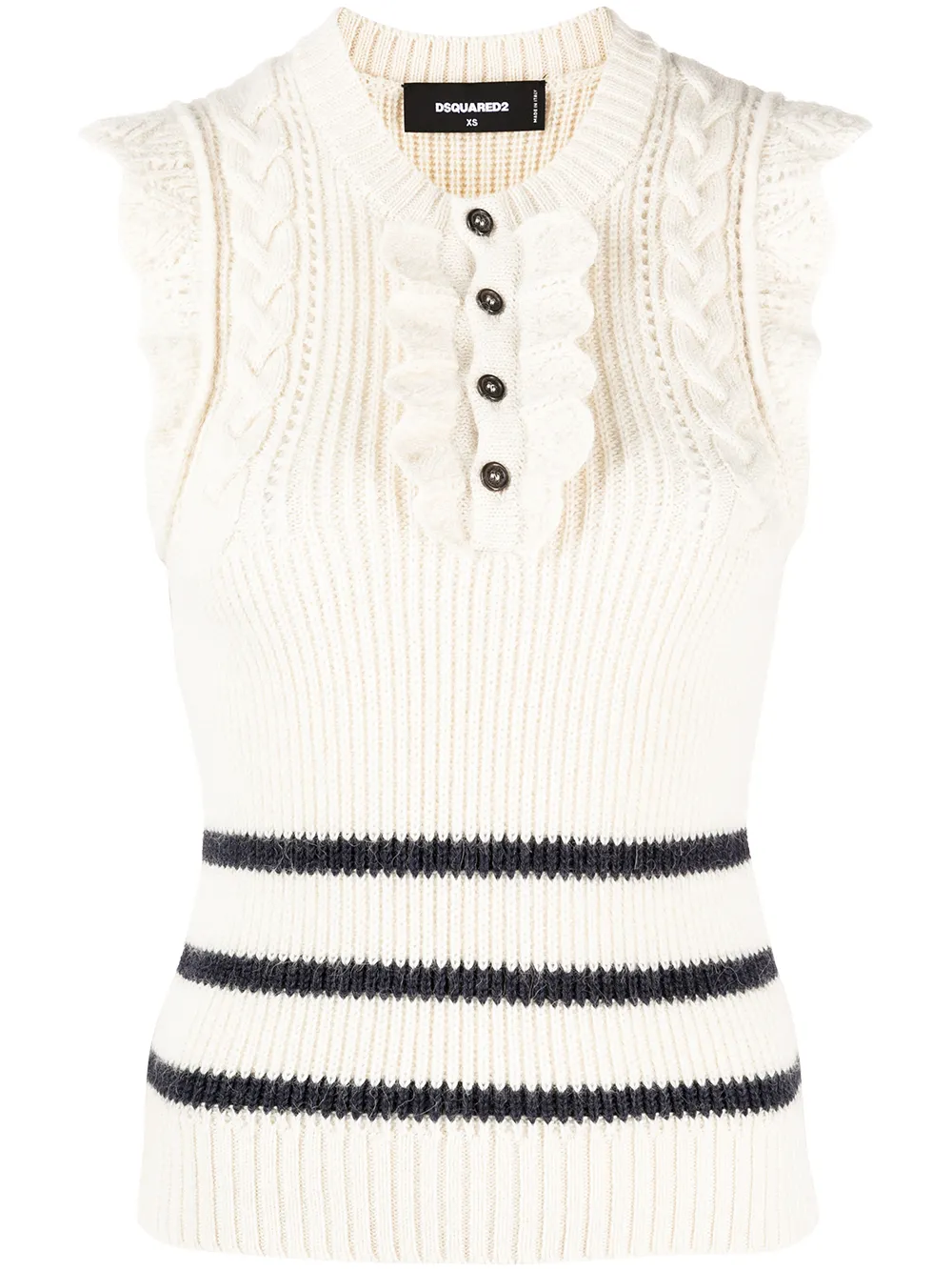 

Топ без рукавов с оборками Dsquared2, бежевый