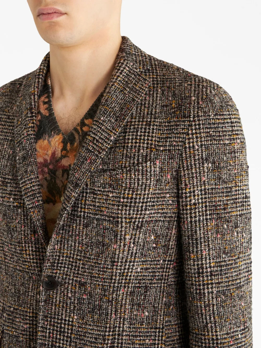 Клетчатый пиджак с заостренными лацканами ETRO, коричневый — фото 4