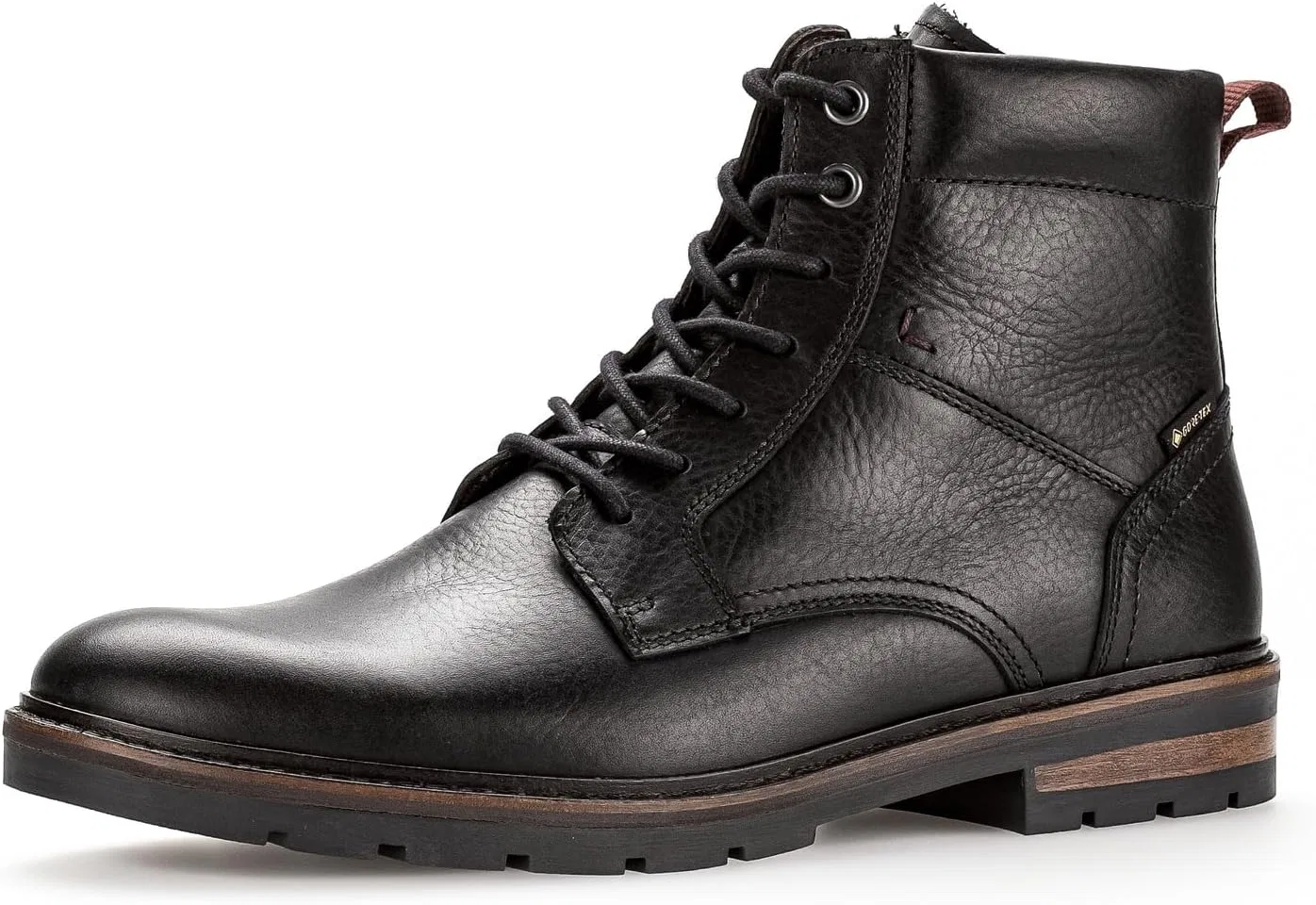 Мужские ботинки Pius Gabor Gore Tex на шнуровке, со сменной латексной стелькой, на молнии, с теплой подкладкой, Black 01