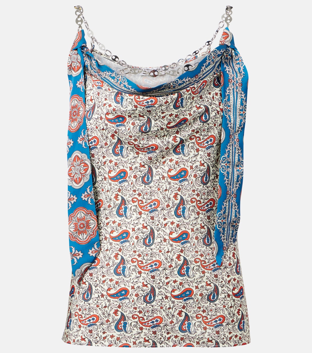 

Камзол из сатина с цепочками и узором пейсли Rabanne, Bandana Paisley/ Cream/