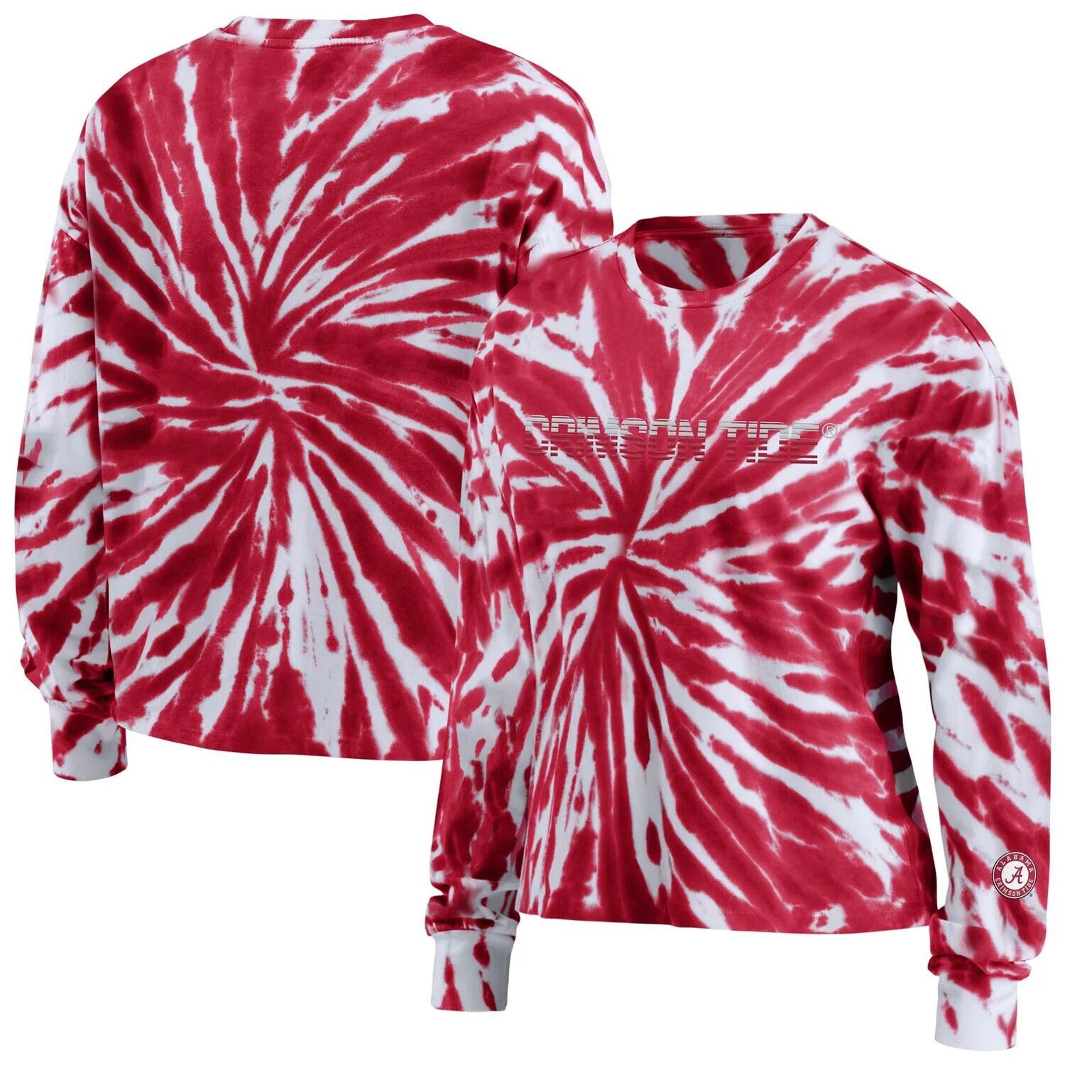 

Женская футболка WEAR By Erin Andrews Crimson Alabama Crimson Tide с длинными рукавами и принтом тай-дай