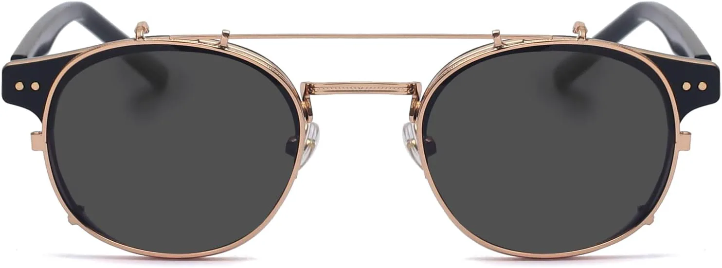 

Солнцезащитные очки Dollger с двойными линзами, накладными линзами, не откидывающимися оправами, круглые, в стиле стимпанк, для мужчин и женщин, Round Black