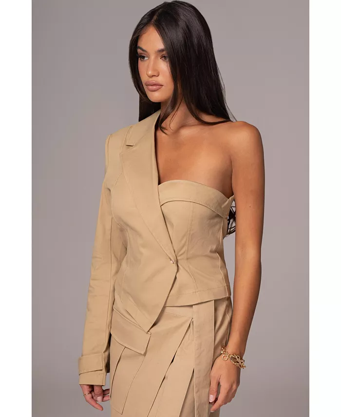 

Женский топ Amal с одним плечом JLUXLABEL, коричневый/бежевый