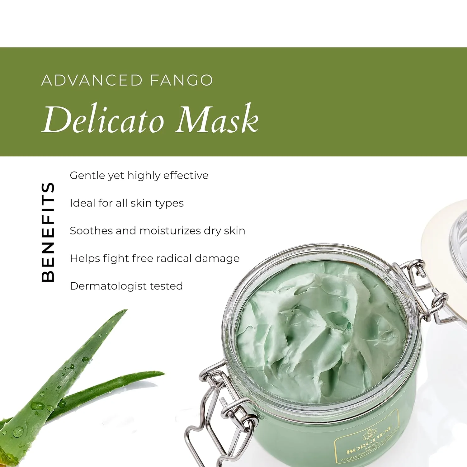 Маска для лица Borghese — Увлажняющая Advanced Fango Delicato Mud Musk с каолиновой глиной, алоэ вера, 222 мл — фото 3