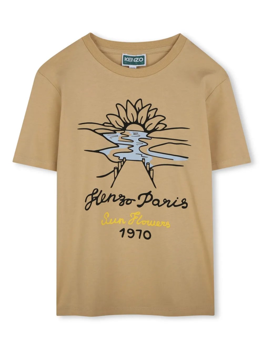 

Футболка с принтом Sun Flowers Kenzo Kids, нейтральный