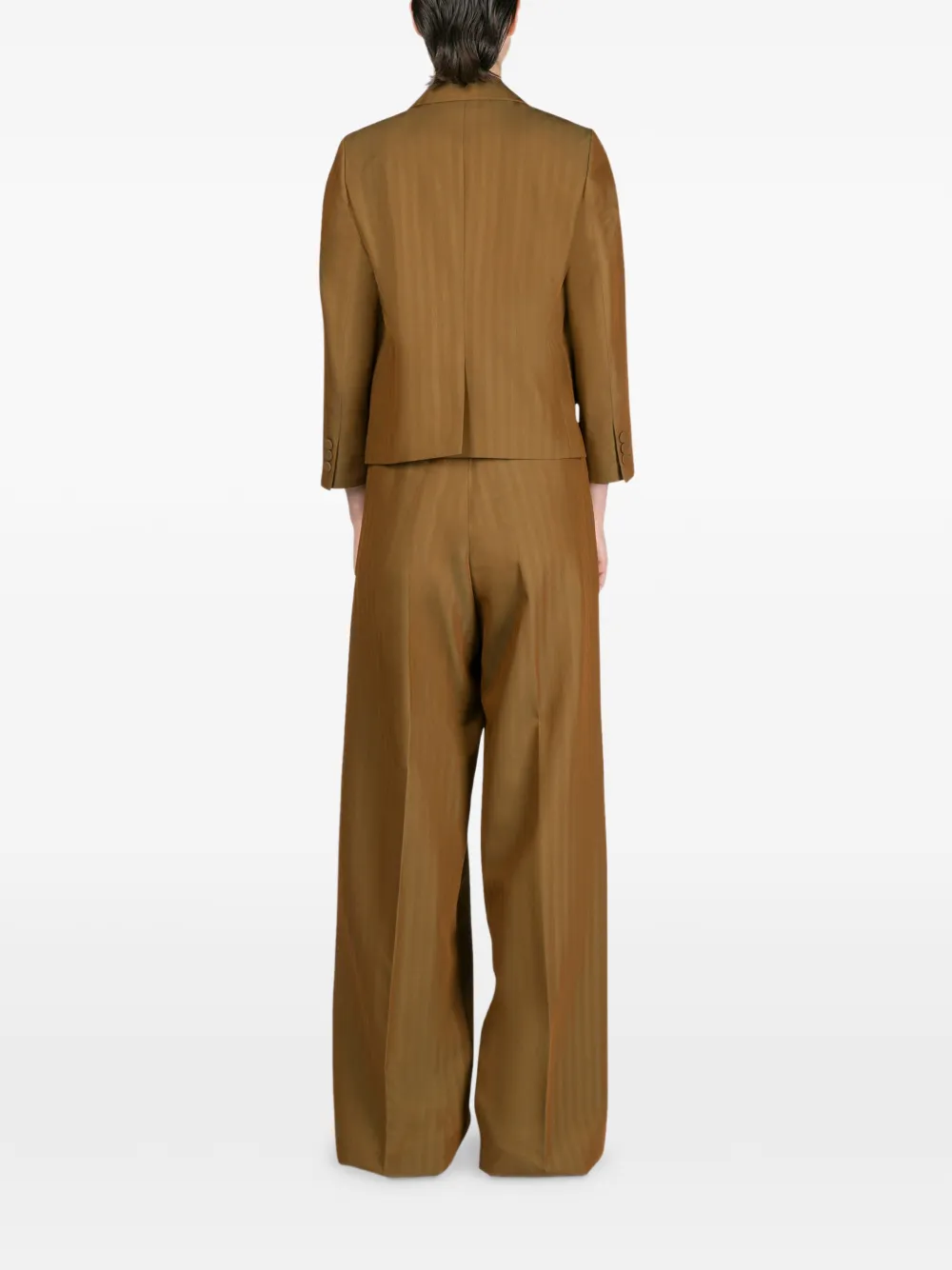 Укороченный блейзер с узором в елочку DRIES VAN NOTEN, коричневый — фото 4