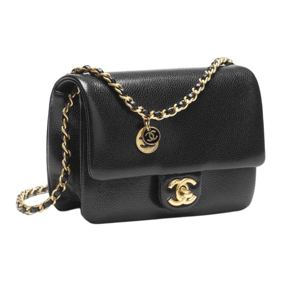 CHANEL Миниатюрная женская сумка через плечо из телячьей кожи черная — фото 2