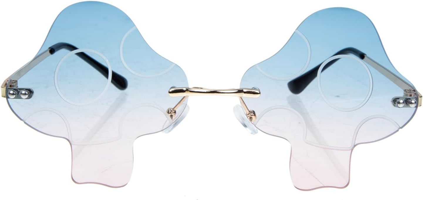 

Солнцезащитные очки SAFIGLE без оправы, грибовидной формы, 1 пара. Стильный образ, уникальные очки для вечеринок, отдыха на пляже, показов мод и торжественных мероприятий, Sky-blue