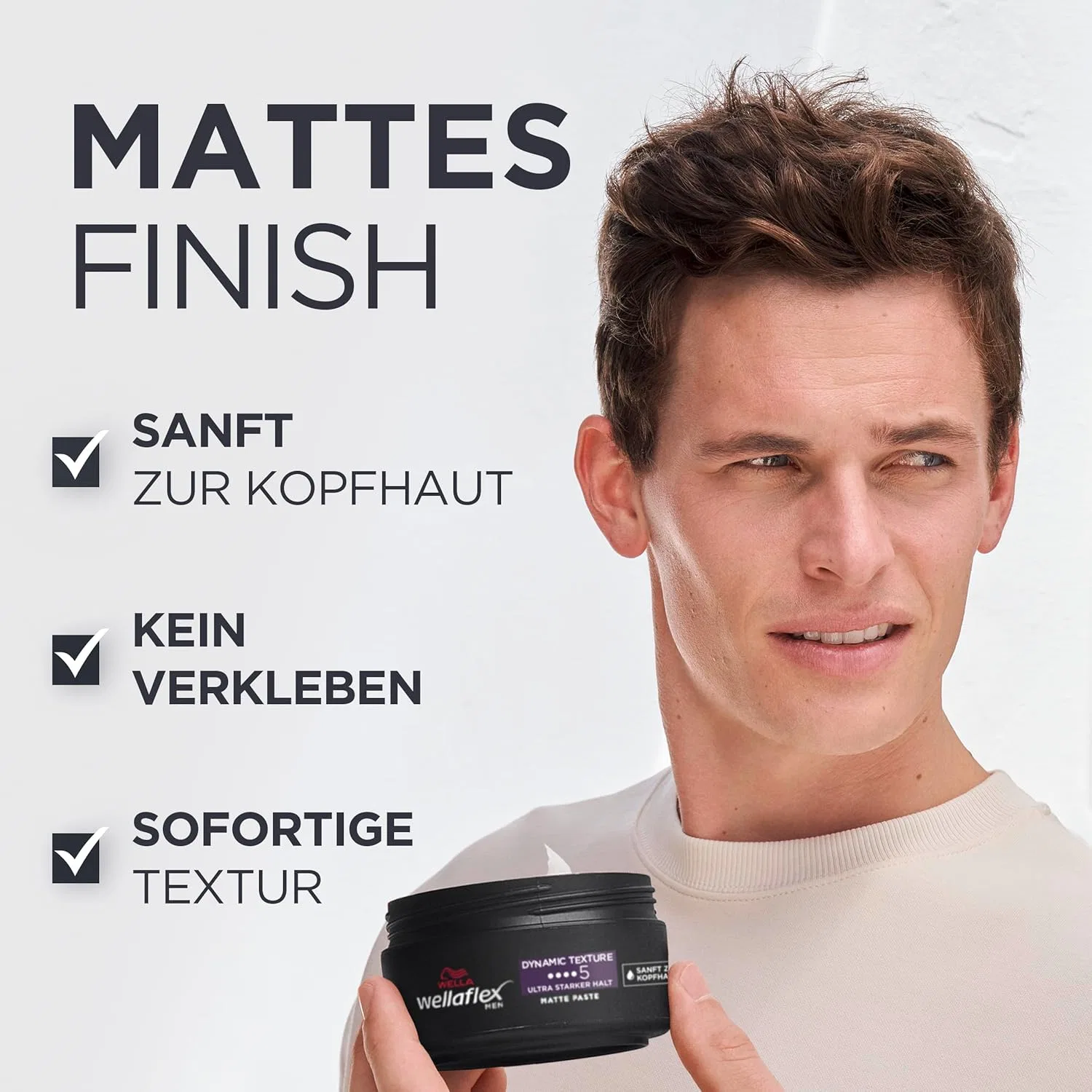 Мужская матирующая паста для укладки «Wellaflex Men Dynamic Texture» от Wellaflex Wellaflex, Blue — фото 2