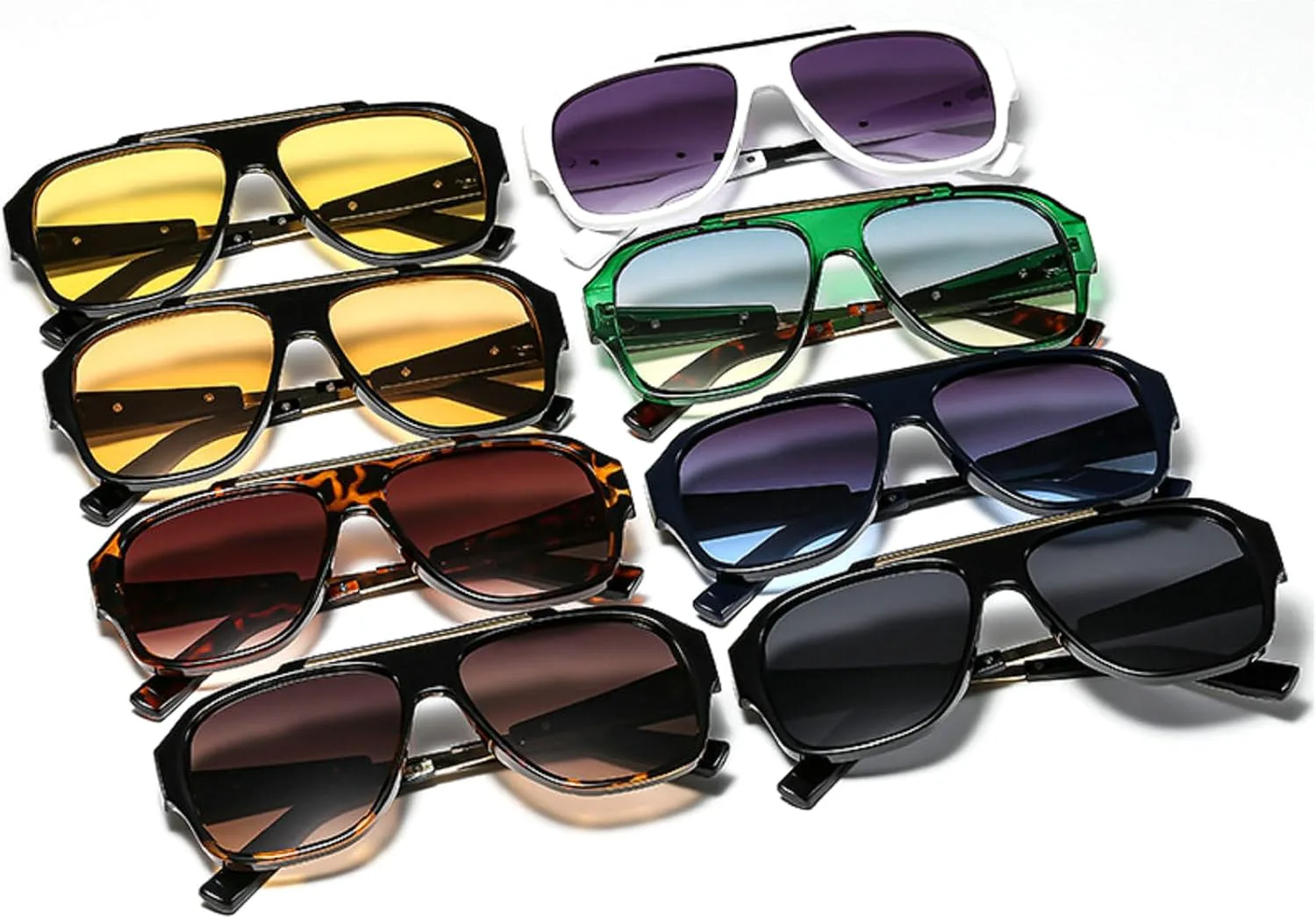 

Ретро большие квадратные солнцезащитные очки для женщин, очки-пилот 2025, винтажные женские очки, модные мужские зеленые солнцезащитные очки mincl, Black Yellow