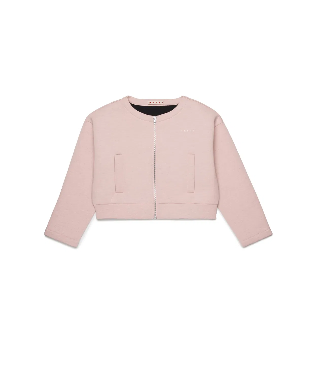 Детская куртка без воротника MARNI KID из неопрена, розовая