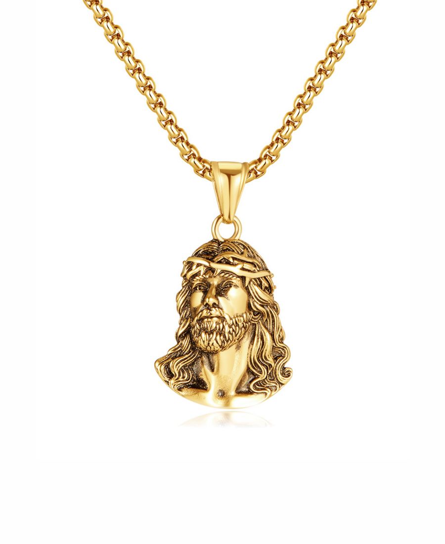 

Подвеска из нержавеющей стали с изображением Иисуса Христа, золотая Rhona Sutton, Gold