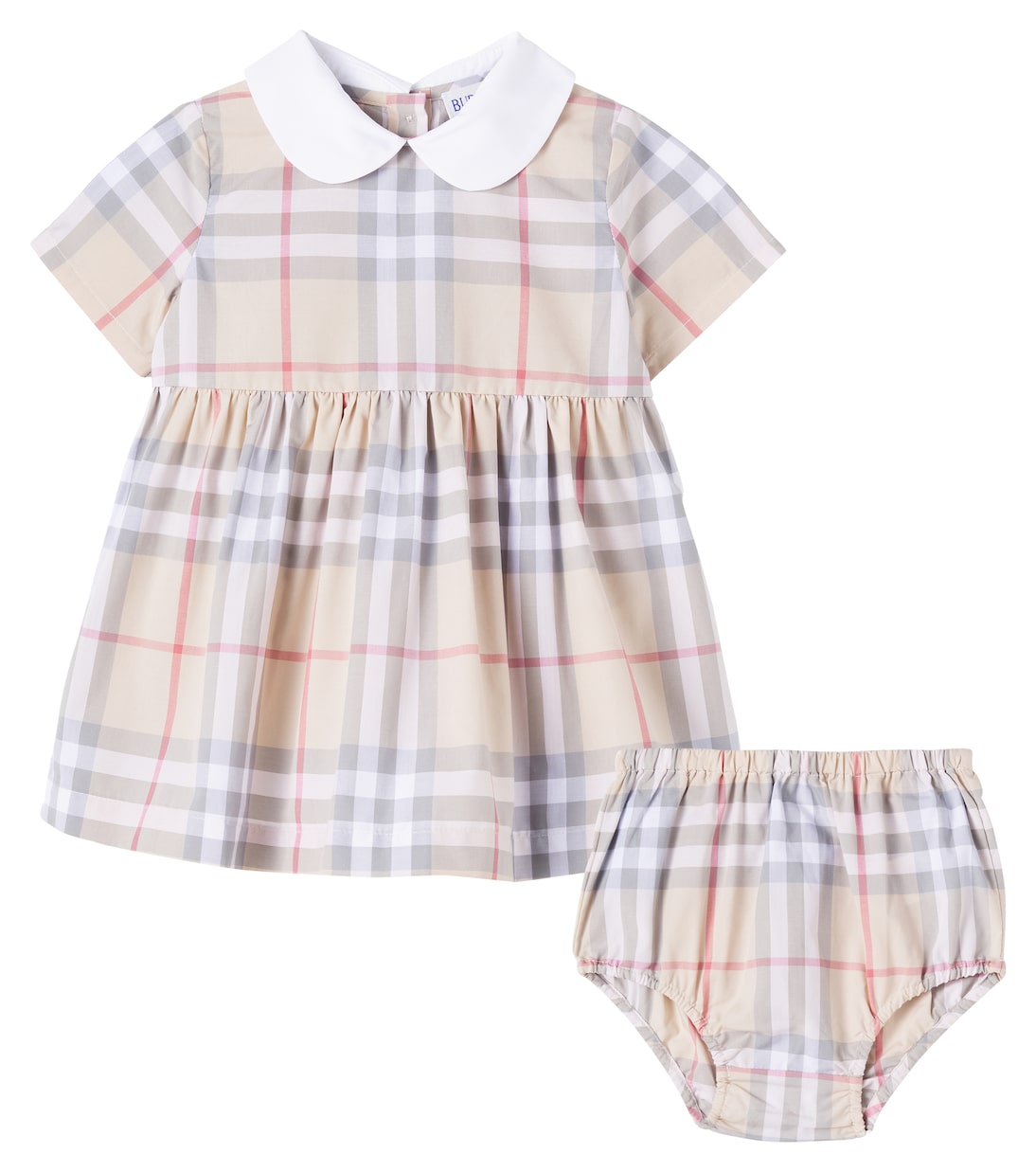 

Комплект детского платья и панталон в клетку Burberry Burberry Kids, Pale Stone Ip Check