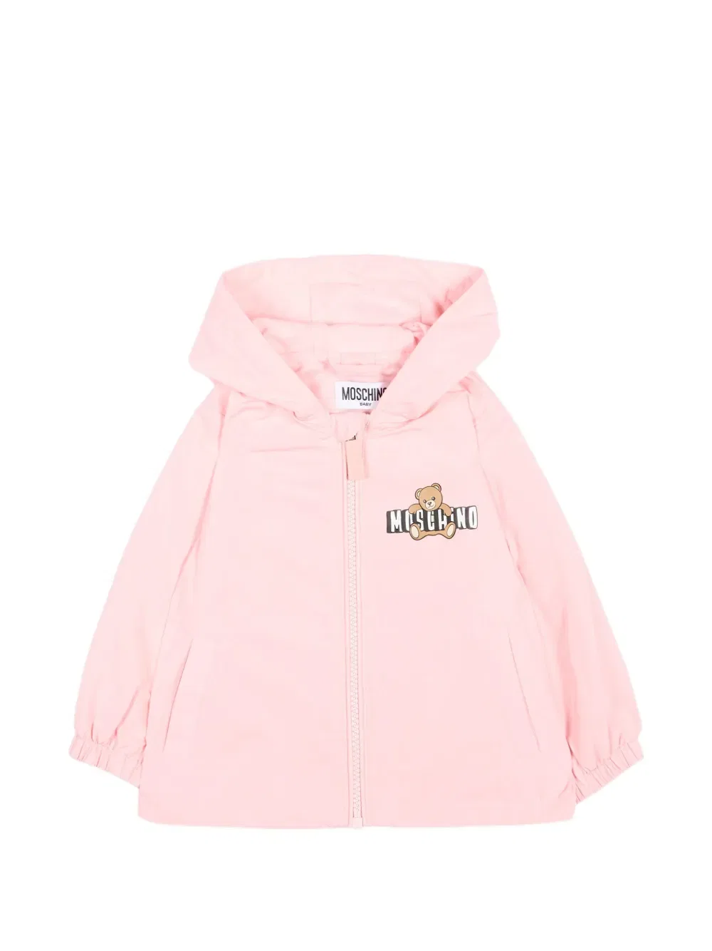Дождевая куртка с капюшоном и принтом "плюшевый мишка" Moschino Kids, розовый