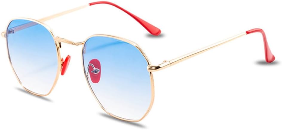 

Модные многоугольные солнцезащитные очки для женщин, классические винтажные металлические очки для путешествий и вечеринок, мужские очки с защитой от УФ-излучения UV400 KTUCN, Blue