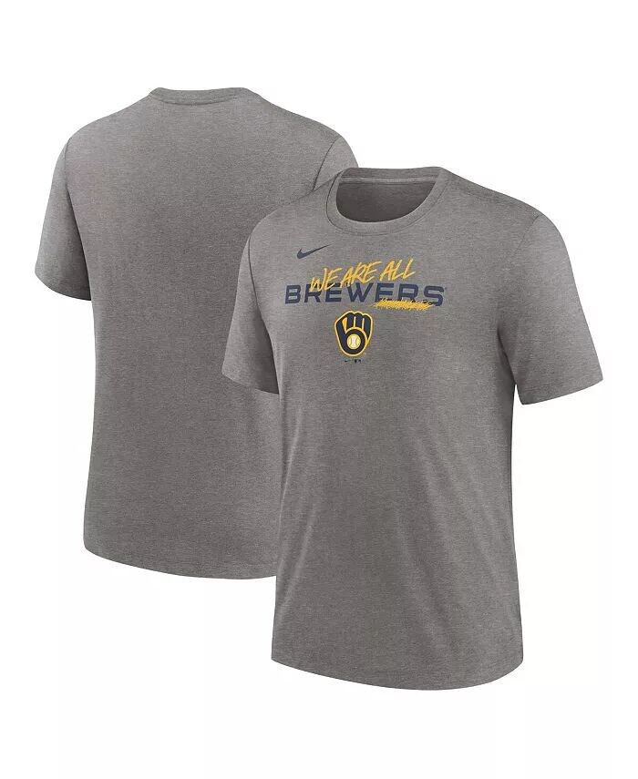 

Мужская футболка Heather Charcoal Milwaukee Brewers We Are All Tri-Blend Nike