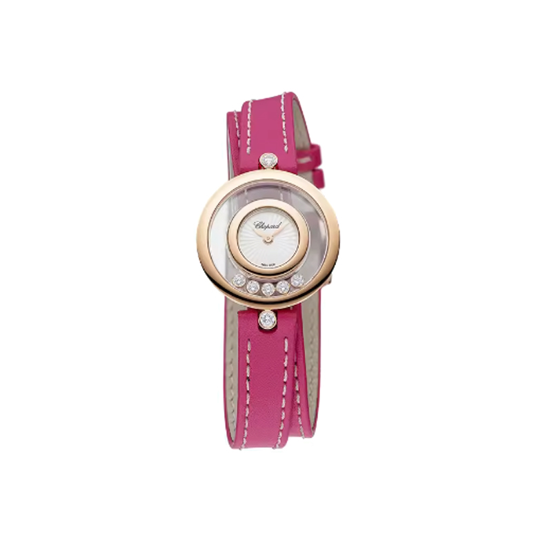 

Женские часы CHOPARD Happy Diamonds с кварцевым механизмом, 26 мм, белый циферблат, корпус из 18-каратного розового золота, ремешок из коровьей кожи