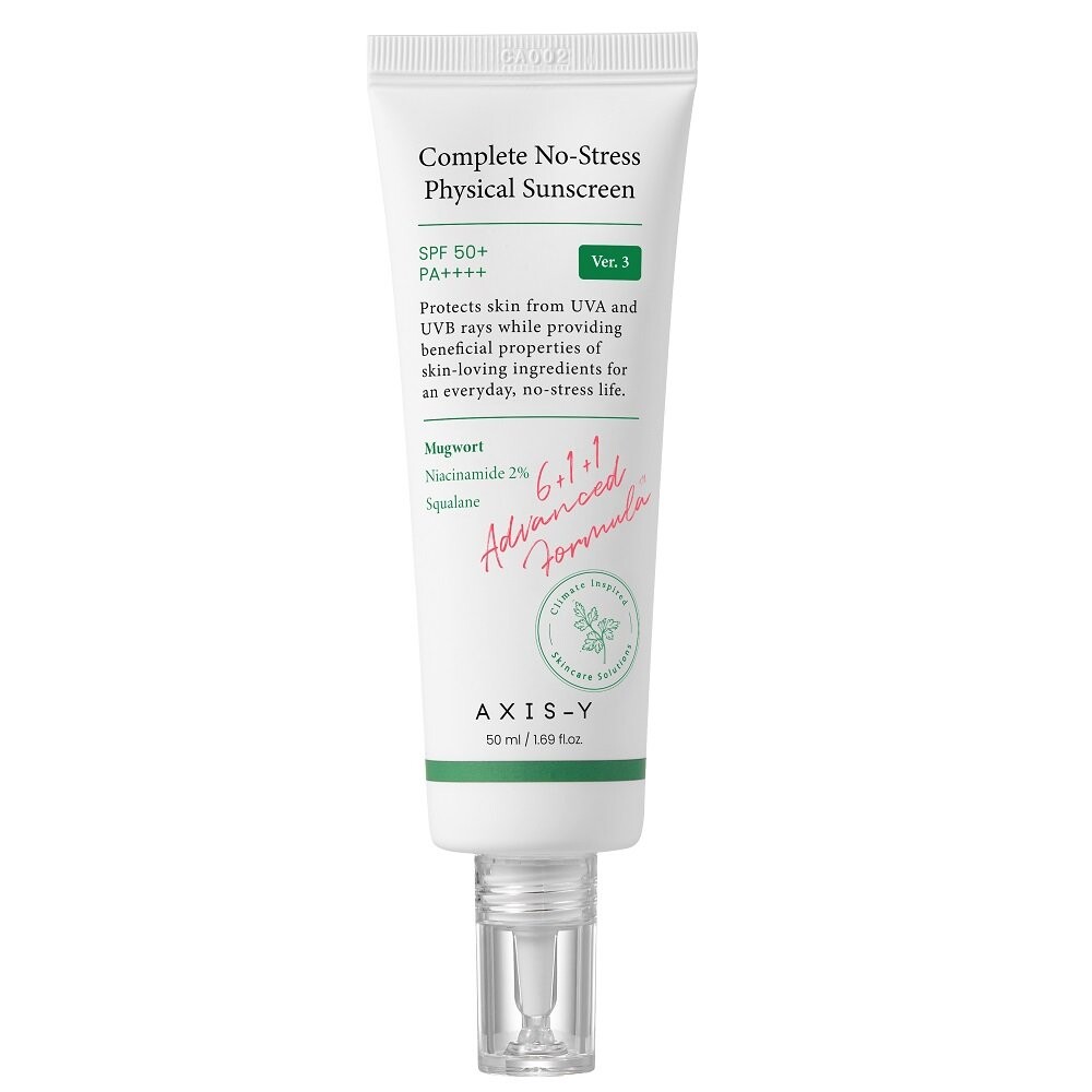 

AXIS-Y, Complete No-Stress Physical Sunscreen V.3 SPF50+/PA++++, крем для лица с физическими фильтрами, 50 мл