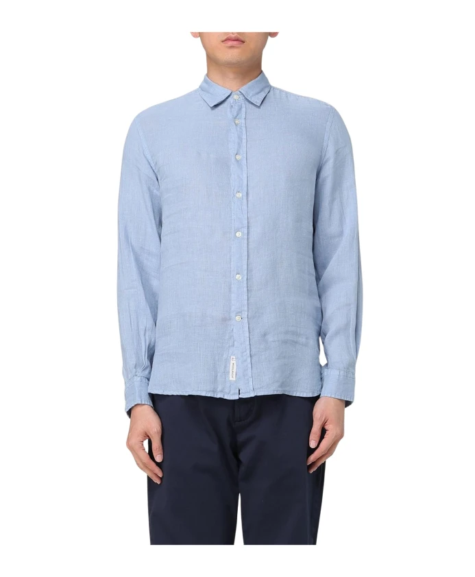 

Повседневная льняная рубашка с длинными рукавами Woolrich, синий