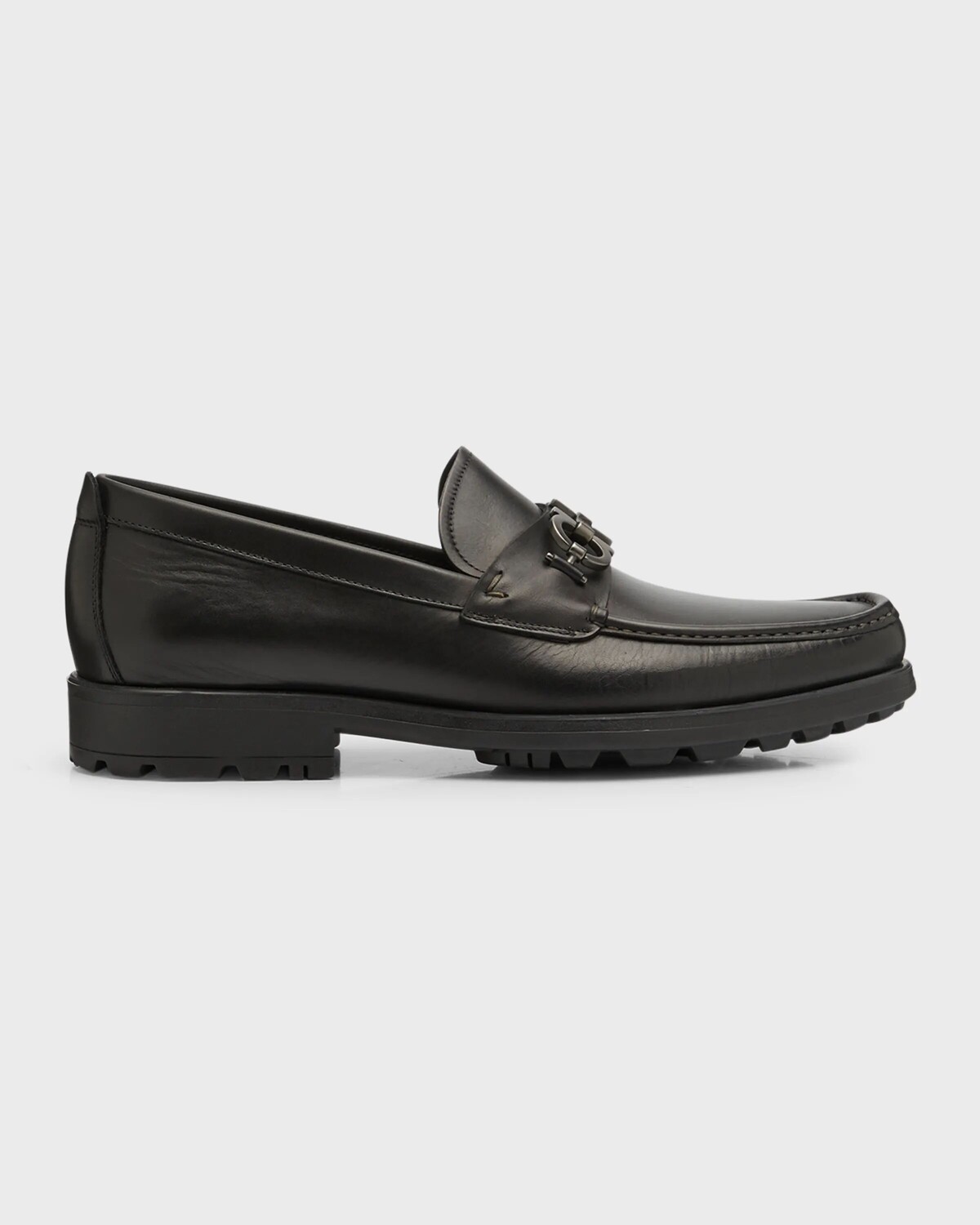 

Мужские кожаные лоферы David на подошве с выступами Ferragamo, цвет Black