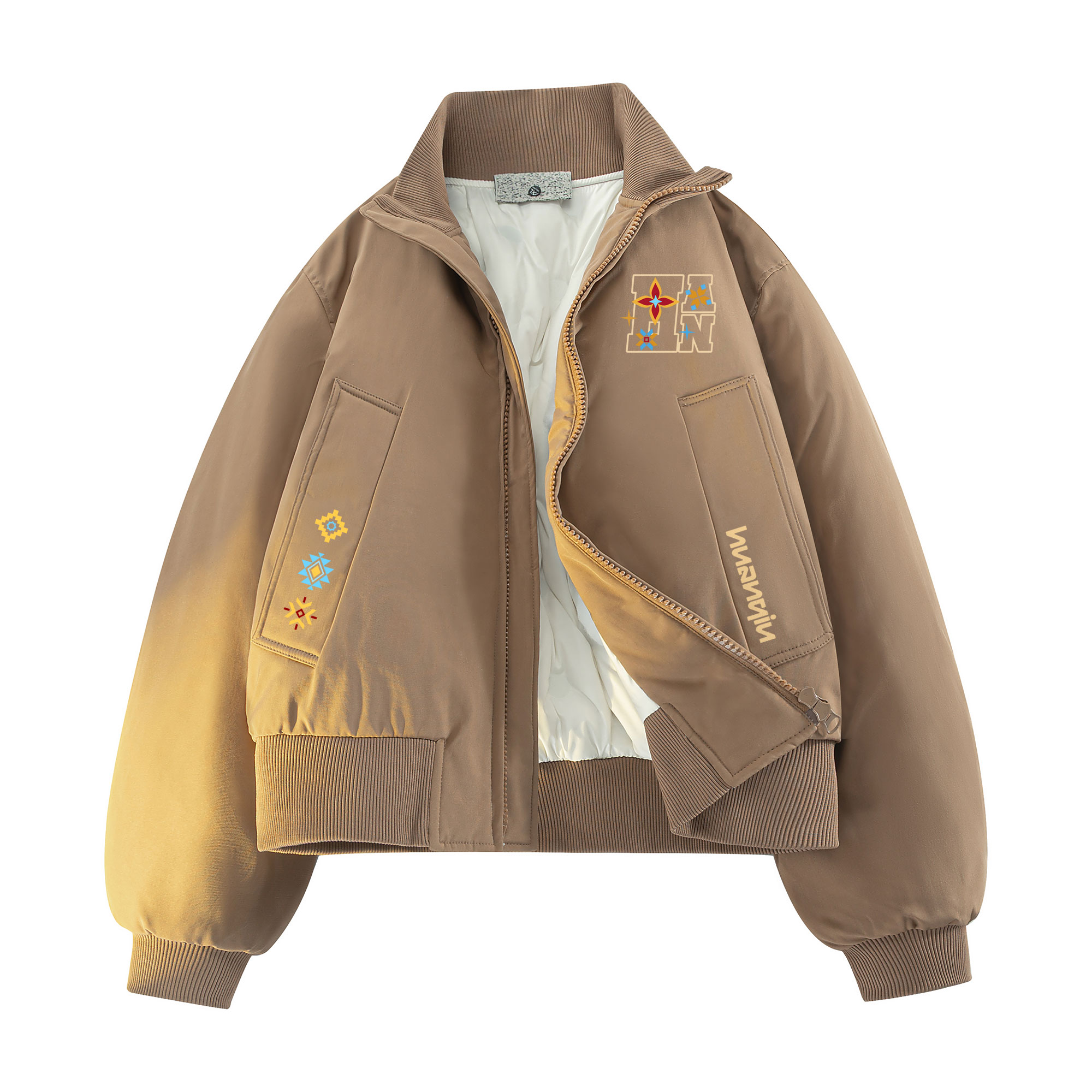 

Пуховики унисекс со стойкой, утепленные HUANQIU, coffee