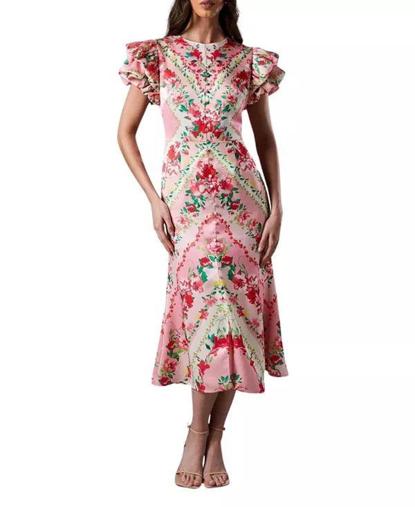 

Платье миди Lisa с принтом и оборками по низу Coast, мультиколор