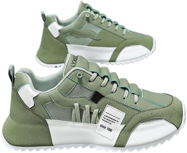 

Мужские кроссовки Hhhchpm с широкой носочной частью, комбинированные из микрофибры, кожи и замши, с нескользящей подошвой, для повседневной ходьбы, тренировок в спортзале, тенниса и бега, удобные модные мужские кроссовки, зеленый