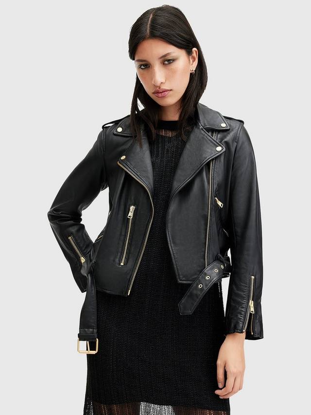 

Байкерская кожаная куртка balfern AllSaints, цвет Black/Gold