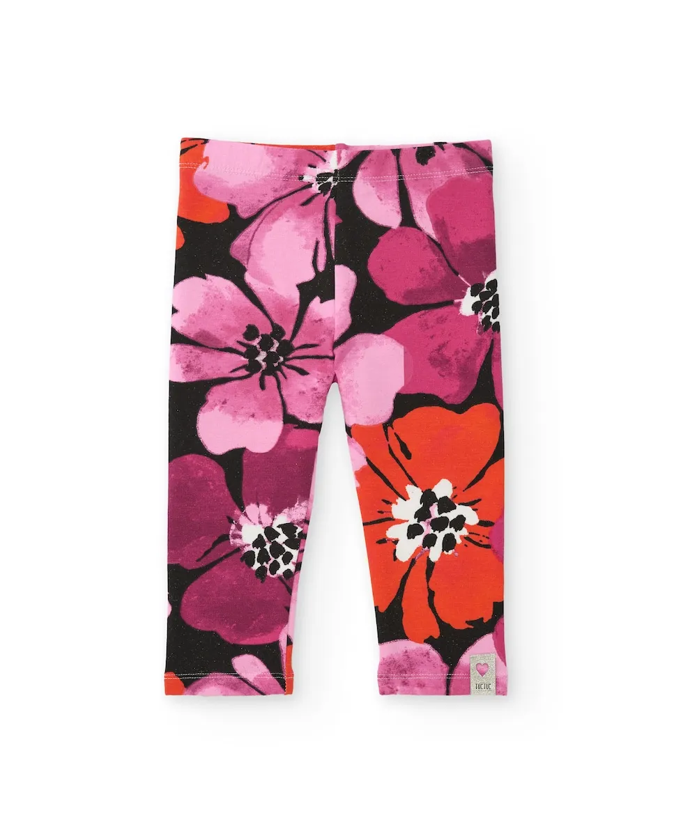 

Детские леггинсы с цветочным принтом в оттенках фуксии и красного Tuc tuc, розовый