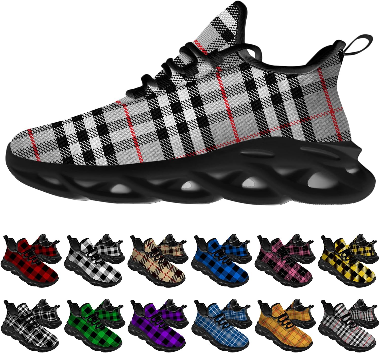 

Кроссовки Ciadoon Plaid для мужчин и женщин, обувь для бега по дороге, спортивная обувь для ходьбы, тенниса, кроссовки для занятий спортом, подарки для мальчиков и девочек, серый